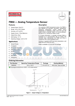 FM50 datasheet - Analog Temperature Sensor