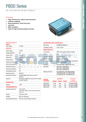 PBDD-5024M datasheet - 52-132 WATTS DC/DC SINGLE