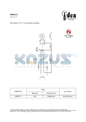 IHD2151 datasheet - T-1, 3 mm diameter package