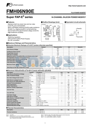 FMH06N90E datasheet - N-CHANNEL SILICON POWER MOSFET