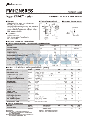 FMI12N50ES datasheet - N-CHANNEL SILICON POWER MOSFET