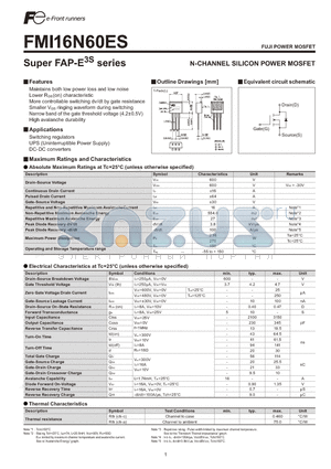 FMI16N60ES datasheet - N-CHANNEL SILICON POWER MOSFET