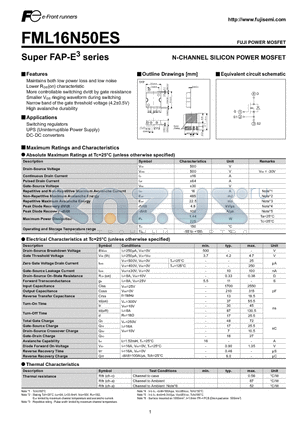 FML16N50ES datasheet - N-CHANNEL SILICON POWER MOSFET