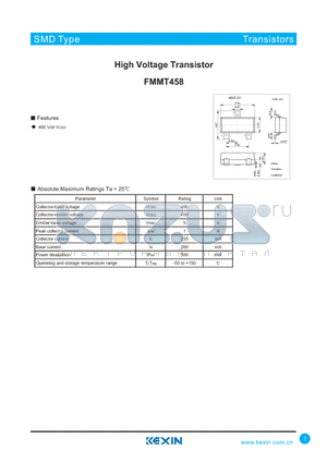 FMMT458 datasheet - High Voltage Transistor