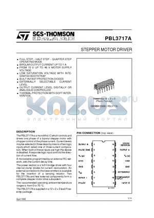 PBL3717A datasheet - STEPPER MOTOR DRIVER