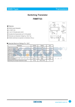 FMMT723 datasheet - Switching Transistor