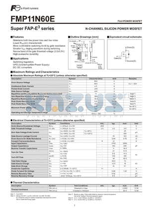 FMP11N60E datasheet - N-CHANNEL SILICON POWER MOSFET