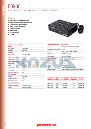 PBN3C-24S datasheet - 270 WATTS SINGLE OUTPUT AC/DC GENERAL