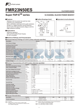 FMR23N50ES datasheet - N-CHANNEL SILICON POWER MOSFET