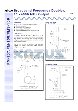 FMS-109 datasheet - Broadband Frequency Doubler, 10 - 4800 MHz Output