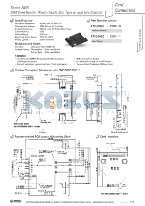 FMS006Z-2000-0 datasheet - SIM Card Reader (Push / Push, Std. Type w. and w/o Switch)