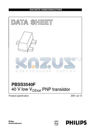 PBSS3540F datasheet - 40 V low VCEsat PNP transistor