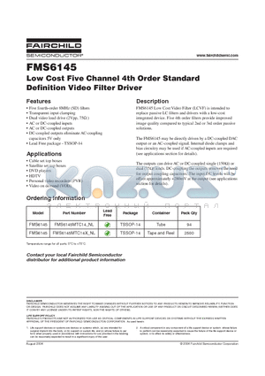 FMS6145MTC14_NL datasheet - Low Cost Five Channel 4th Order Standard Definition Video Filter Driver