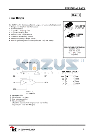 IL2410 datasheet - Tone Ringer