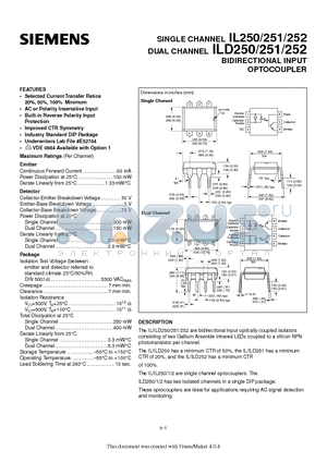 IL250 datasheet - BIDIRECTIONAL INPUT OPTOCOUPLER