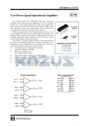 IL324 datasheet - Low Power Quad Operational Amplifier