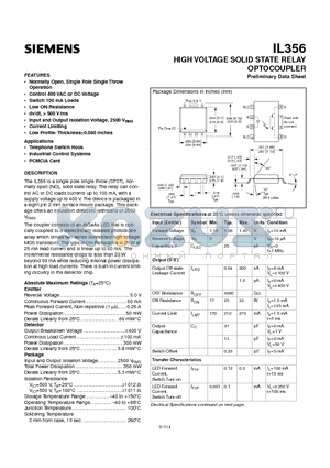 IL356 datasheet - HIGH VOLTAGE SOLID STATE RELA OPTOCOUPLER