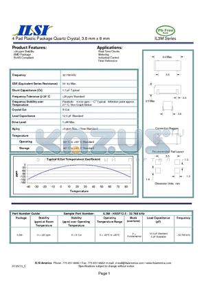 IL3M datasheet - 4 Pad Plastic Package Quartz Crystal, 3.8 mm x 8 mm