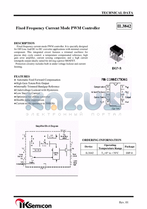 IL3842 datasheet - Fixed Frequency Current Mode PWM Controller