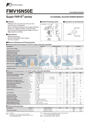 FMV16N50E datasheet - N-CHANNEL SILICON POWER MOSFET