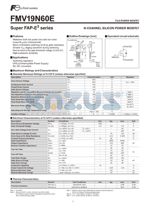 FMV19N60E datasheet - N-CHANNEL SILICON POWER MOSFET
