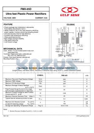 FMX-05D datasheet - Ultra fast Plastic Power Rectifiers VOLTAGE: 200V CURRENT: 5.0A