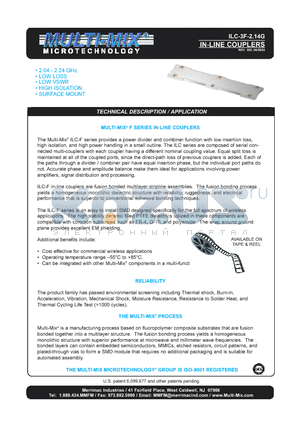 ILC-3F-2.14G datasheet - IN-LINE COUPLERS