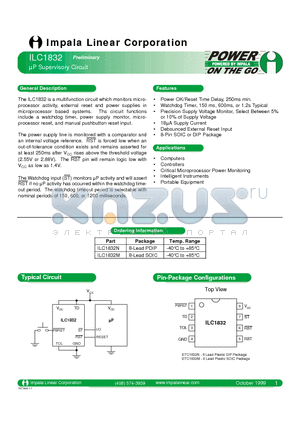 ILC1832M datasheet - lP SUPERVISORY CIRCUIT