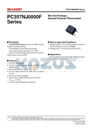 PC357NJ0000F datasheet - Mini-flat Package, General Purpose Photocoupler