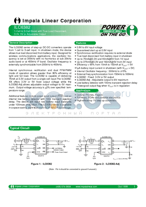 ILC6382CIR-33 datasheet - 1-CELL TO 3-CELL BOOST WITH TRUE LOAD DISCONNECT, 3.3V, 5V OR ADJUSTABLE OUTPUT