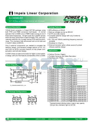 ILC6380CP-25 datasheet - SOT-89 STEP-UP DUAL-MODE SWITCHER WITH SHUTDOWN