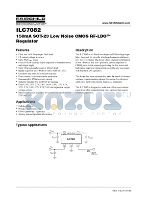 ILC7082AIM528X datasheet - 150mA SOT-23 Low Noise CMOS RF-LDOTM Regulator