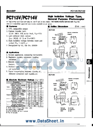 PC713V6 datasheet - High Isolation Voltage Type, General Purpose Photocoupler