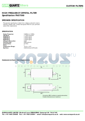 FN07090 datasheet - HIGH FREQUENCY CRYSTAL FILTER