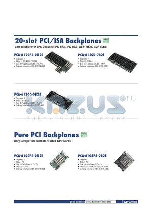 PCA-6120P4-0B2E datasheet - PCI/ISA Backplanes