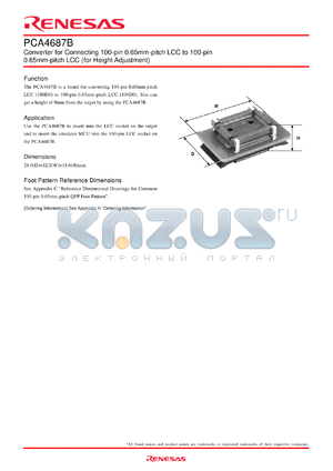 PCA4687B datasheet - Converter for Connecting 100-pin 0.65mm-pitch LCC to 100-pin 0.65mm-pitch LCC (for Height Adjustment)