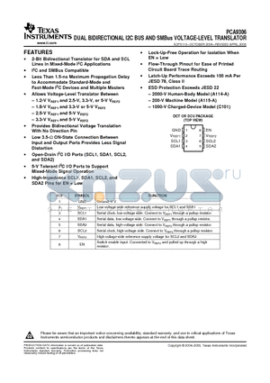 PCA9306DCUR datasheet - DUAL BIDIRECTIONAL I2C BUS AND SMBus VOLTAGE-LEVEL TRANSLATOR