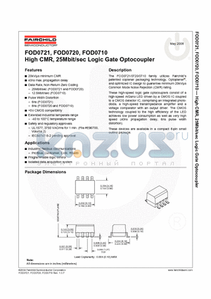 FOD0710 datasheet - High CMR, 25Mbit/sec Logic Gate Optocoupler