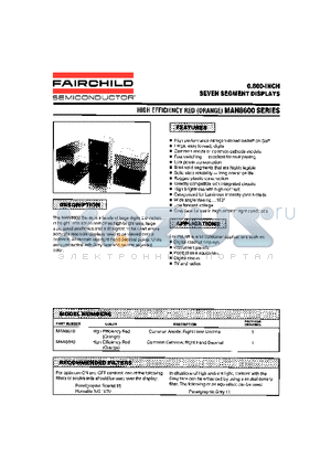 MAN8600 datasheet - 0.800-INCH SEVEN SEGMENT DISPLAYS