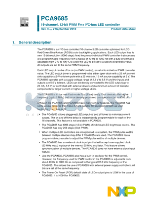 PCA9685PW datasheet - 16-channel, 12-bit PWM Fm I2C-bus LED controller