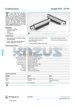 PCB-DNG datasheet - D Subminiature Communication Systems Information Systems Medical Test Equipment