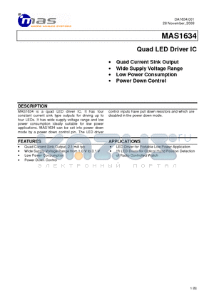 MAS1634AA1WA611 datasheet - Quad LED Driver IC