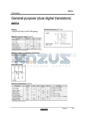 IMB5A datasheet - General purpose (dual digital transistors)