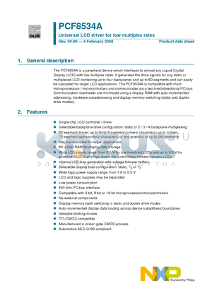 PCF8534AH datasheet - Universal LCD driver for low multiplex rates