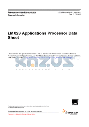 IMX23EC datasheet - i.MX23 Applications Processor