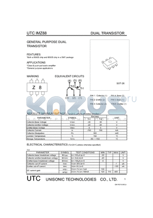 IMZ88 datasheet - GENERAL PURPOSE DUAL TRANSISTOR