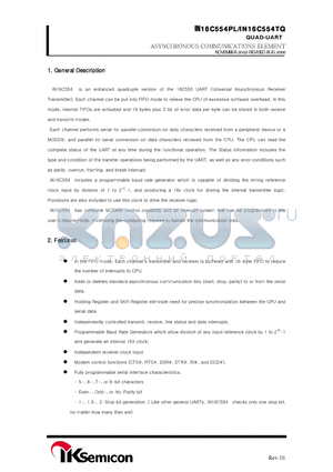 IN16C554TQ datasheet - QUAD-UART ASYNCHRONOUS COMMUNICATIONS ELEMENT