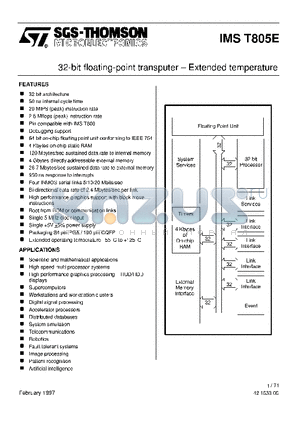 IMST805-G20E datasheet - 32-bit floating-point transputer - xtended temperature