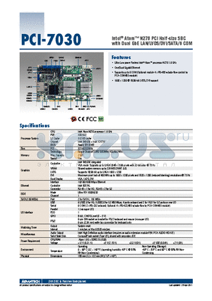 PCI-7030VG-00A1E datasheet - Intel^ Atom N270 PCI Half-size SBC with Dual GbE LAN/LVDS/DVI/SATA/6 COM