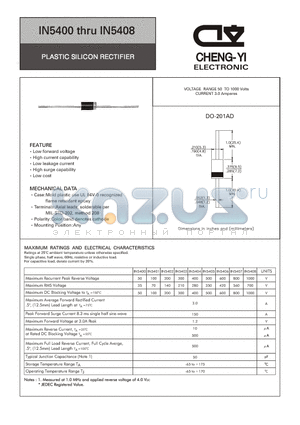 IN5403 datasheet - PLASTIC SILICON RECTIFIER